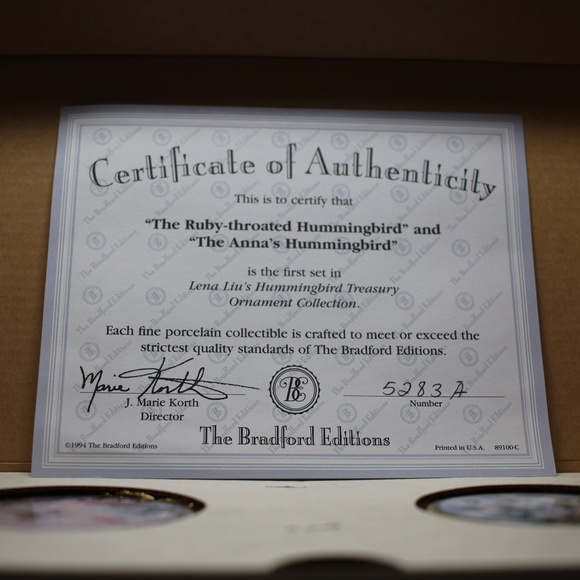 THE BRADFORD EDITIONS Lena Liu’s Hummingbird Treasury Ornament Collection #5283A - Picture 5 of 12